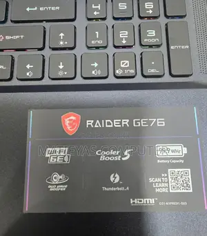 New Laptop MSI Raider GE76 12UGS 16GB Intel Core I9 SSD 1T