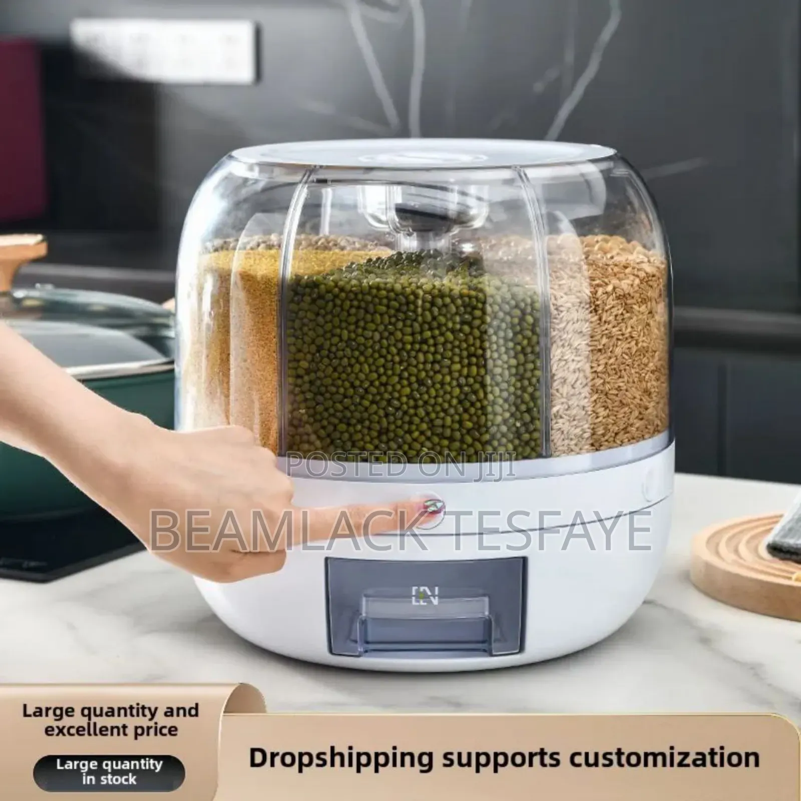 360° Rotating Rice Barrel