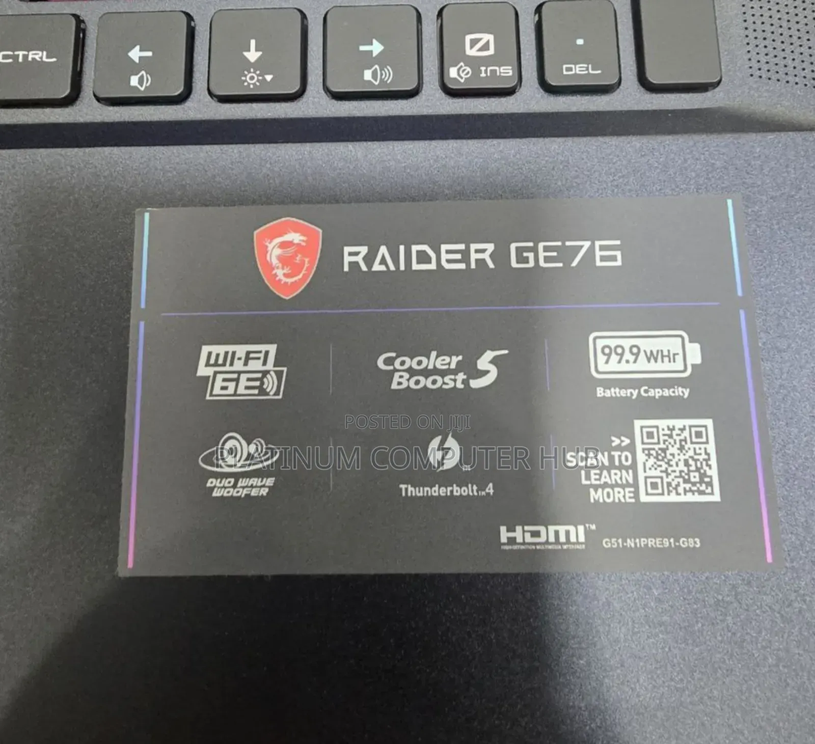 New Laptop MSI Raider GE76 12UGS 16GB Intel Core I9 SSD 1T