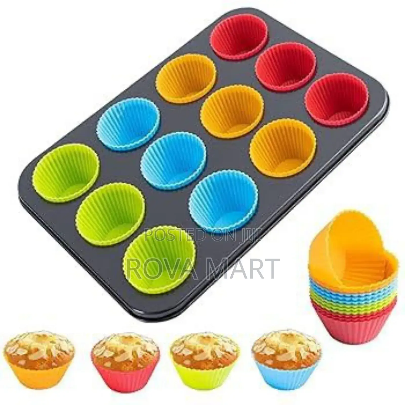 12 Holes Cup + Silicon Baking Molds Muffin Pan