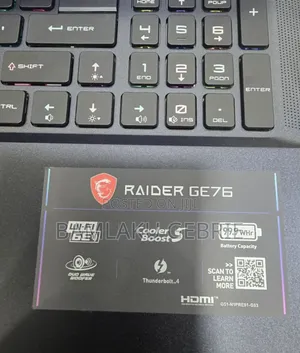 New Laptop MSI Raider GE76 12UGS 16GB Intel Core I9 SSD 1T