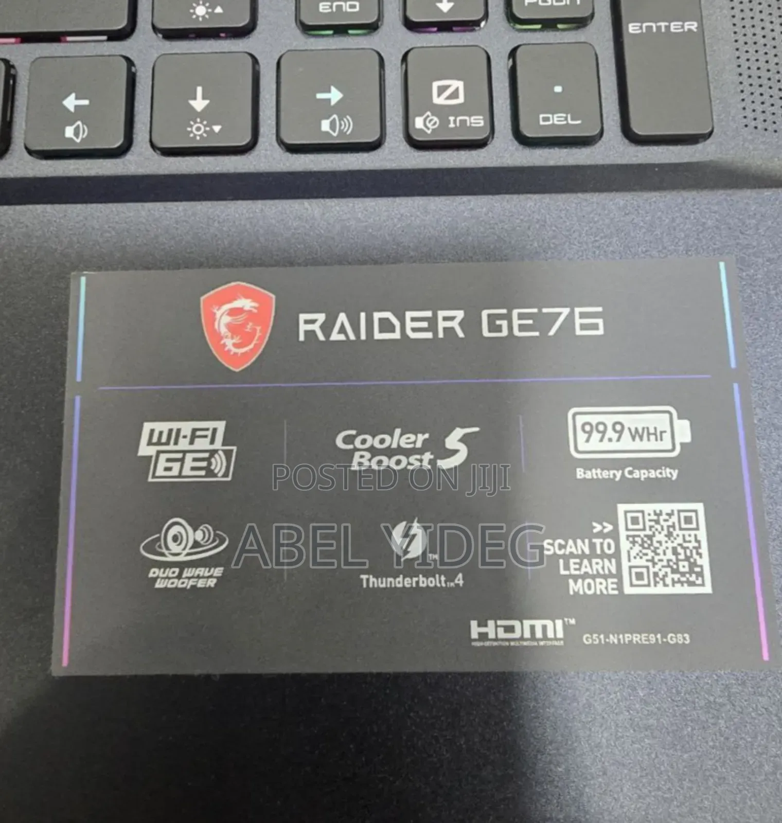 New Laptop MSI Raider GE76 12UGS 16GB Intel Core I9 SSD 1T
