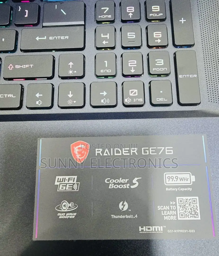 New Laptop MSI GP75 Leopard 16GB Intel Core I9 SSD 1T