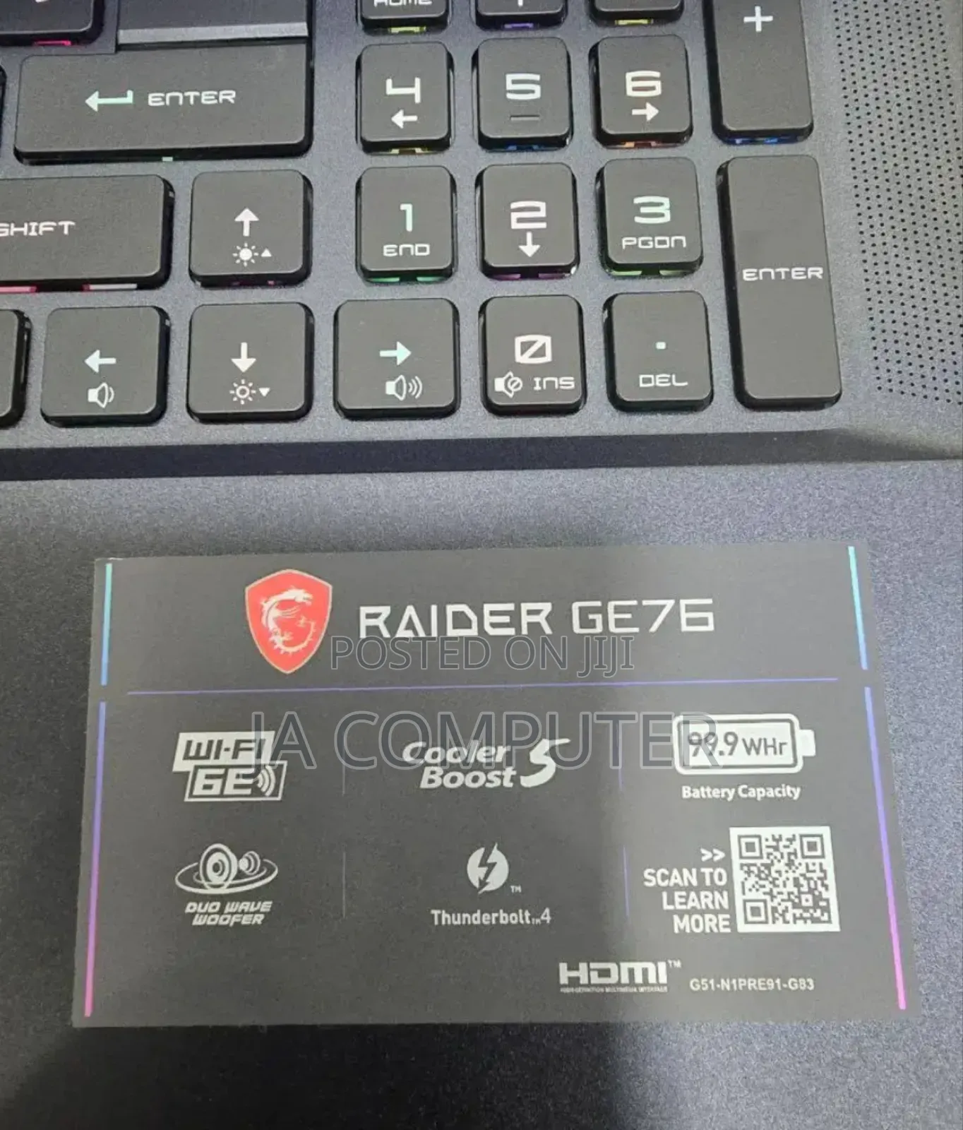 New Laptop MSI Raider GE76 12UGS 16GB Intel Core I9 SSD 1T