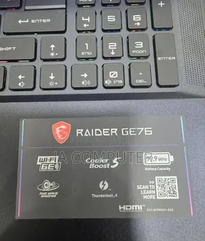 New Laptop MSI Raider GE76 12UGS 16GB Intel Core I9 SSD 1T