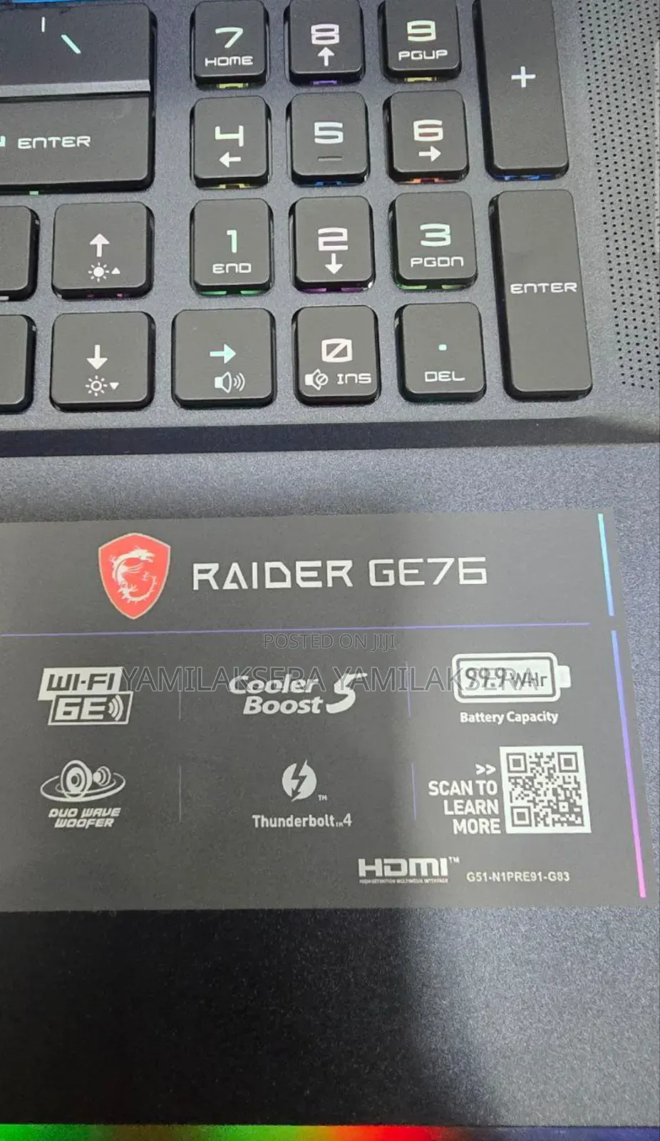 New Laptop MSI Raider GE76 12UGS 16GB Intel Core I9 SSD 1T