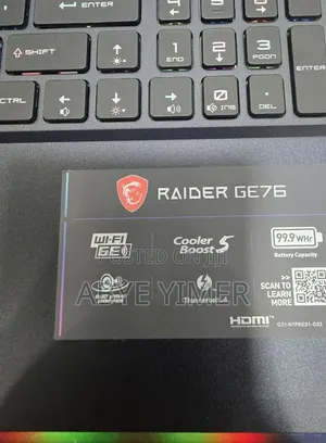 New Laptop MSI Raider GE76 12UGS 16GB Intel Core I9 SSD 1T