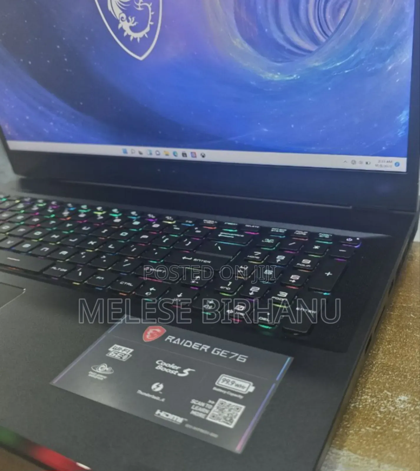 New Laptop MSI Raider GE76 12UGS 16GB Intel Core I9 SSD 1T