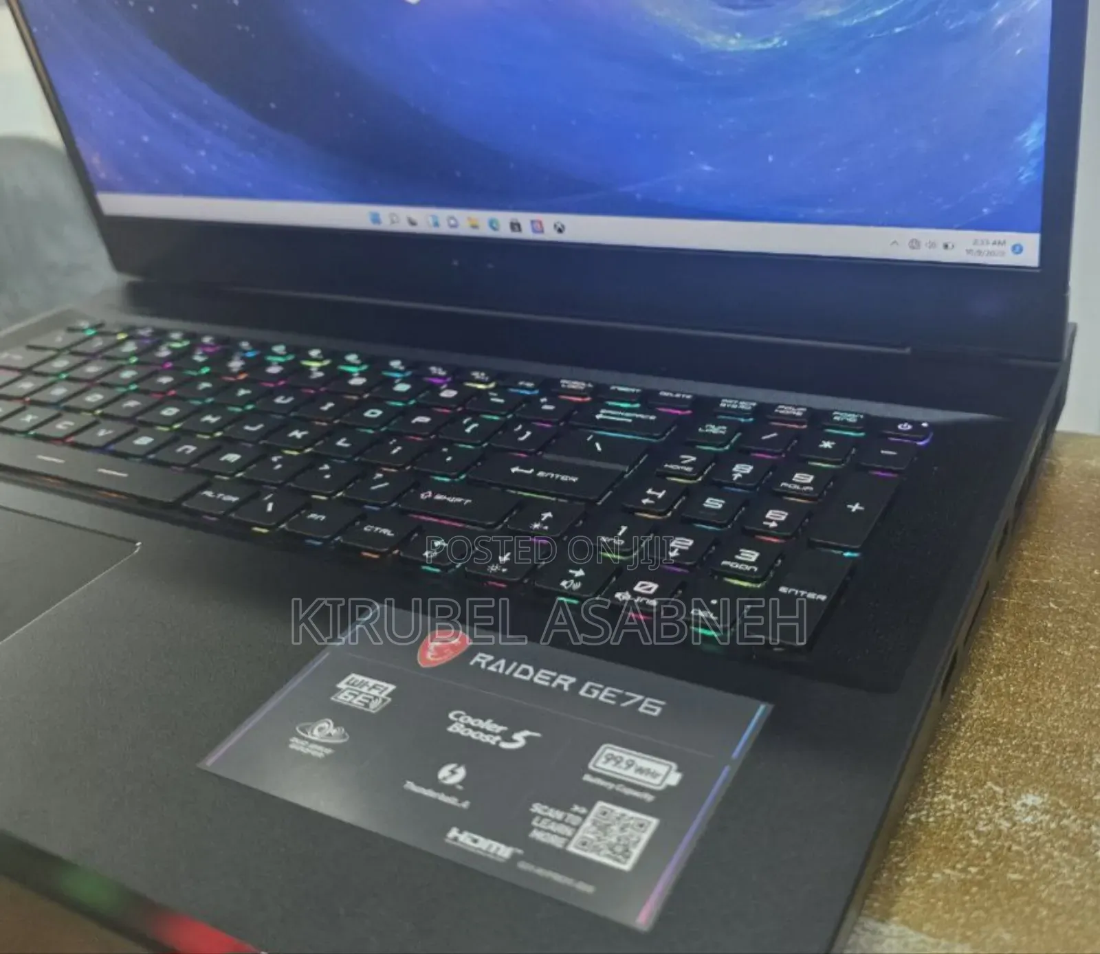 New Laptop MSI Raider GE76 12UGS 16GB Intel Core I9 SSD 1T