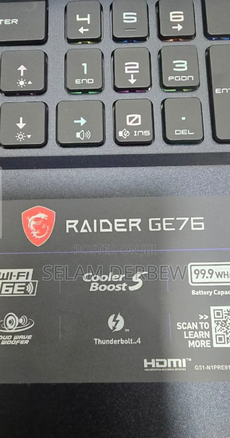New Laptop MSI Raider GE76 12UGS 16GB Intel Core I9 SSD 1T