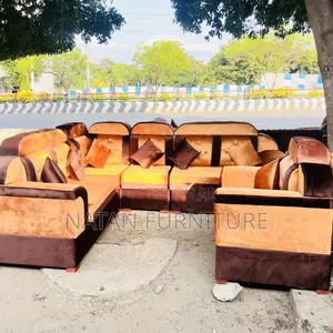 L Shape Corner Sofa Made of Maleda Sponje Withe Wooden Mater