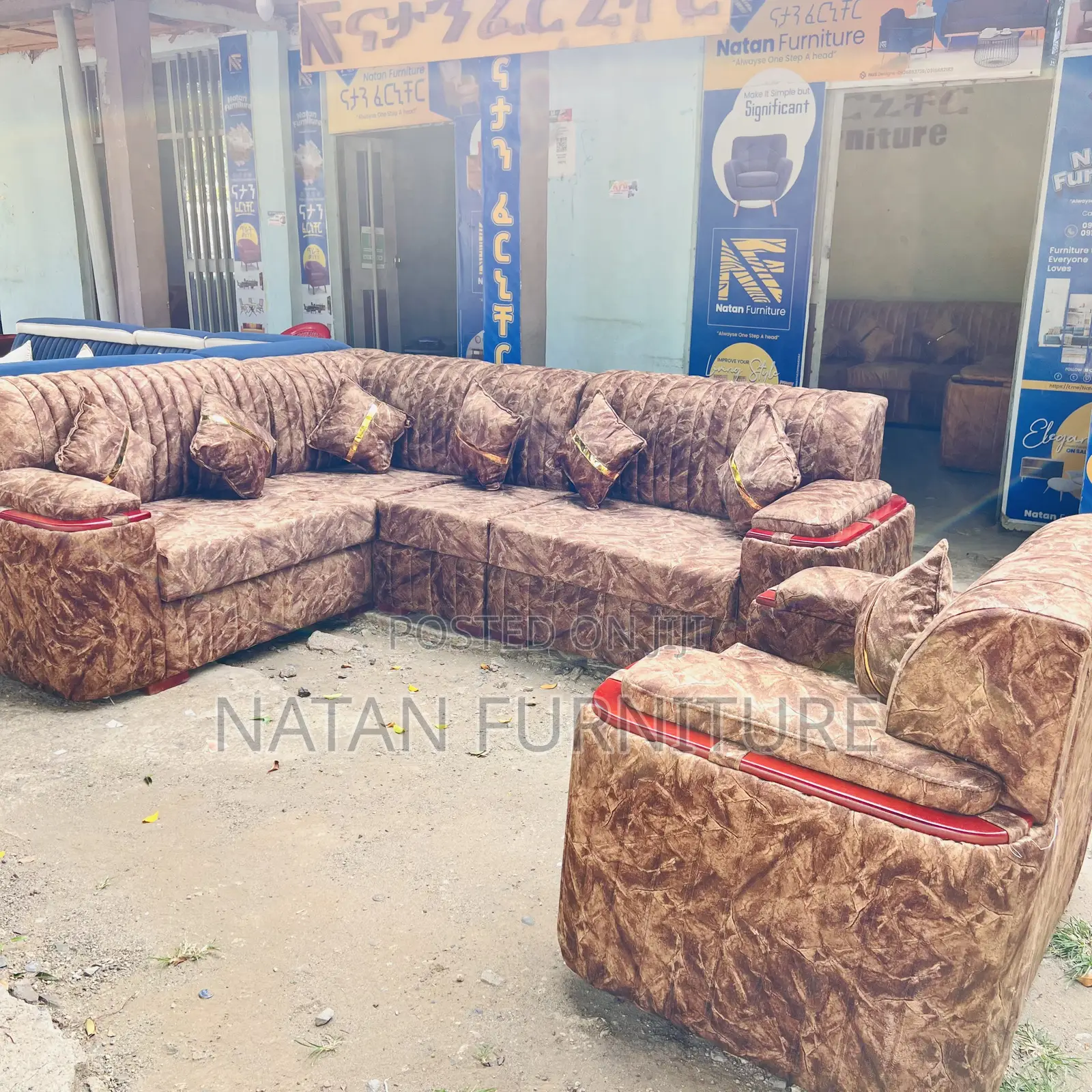 ማለዳ ፎም በአንደኛው ደረጃ ስፖንጅ Hd#1 የተሰራ L Shape Corner Sofa