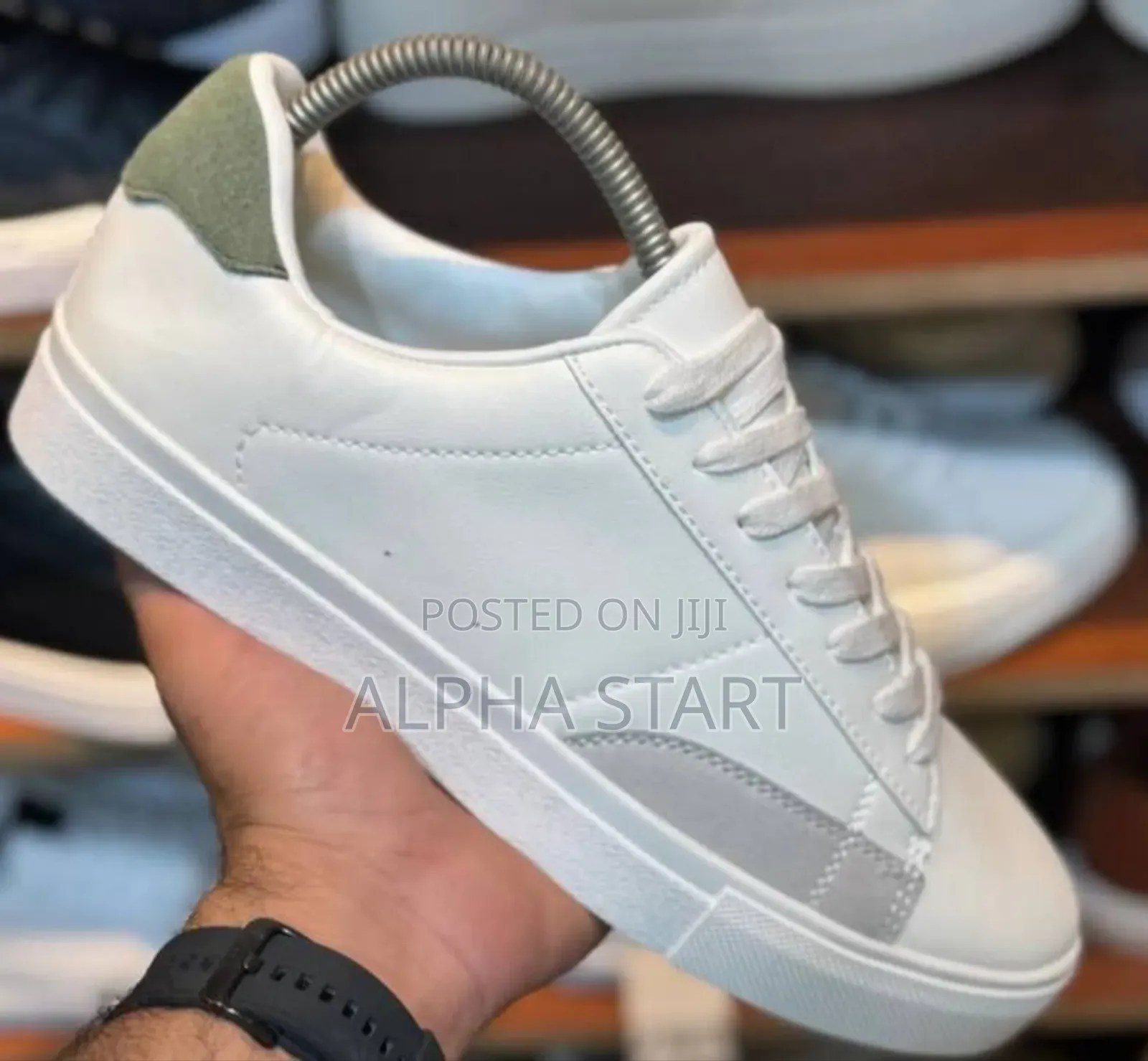  Zara ‘White/Contrast Green’ Flat Leather Men’S Shoes