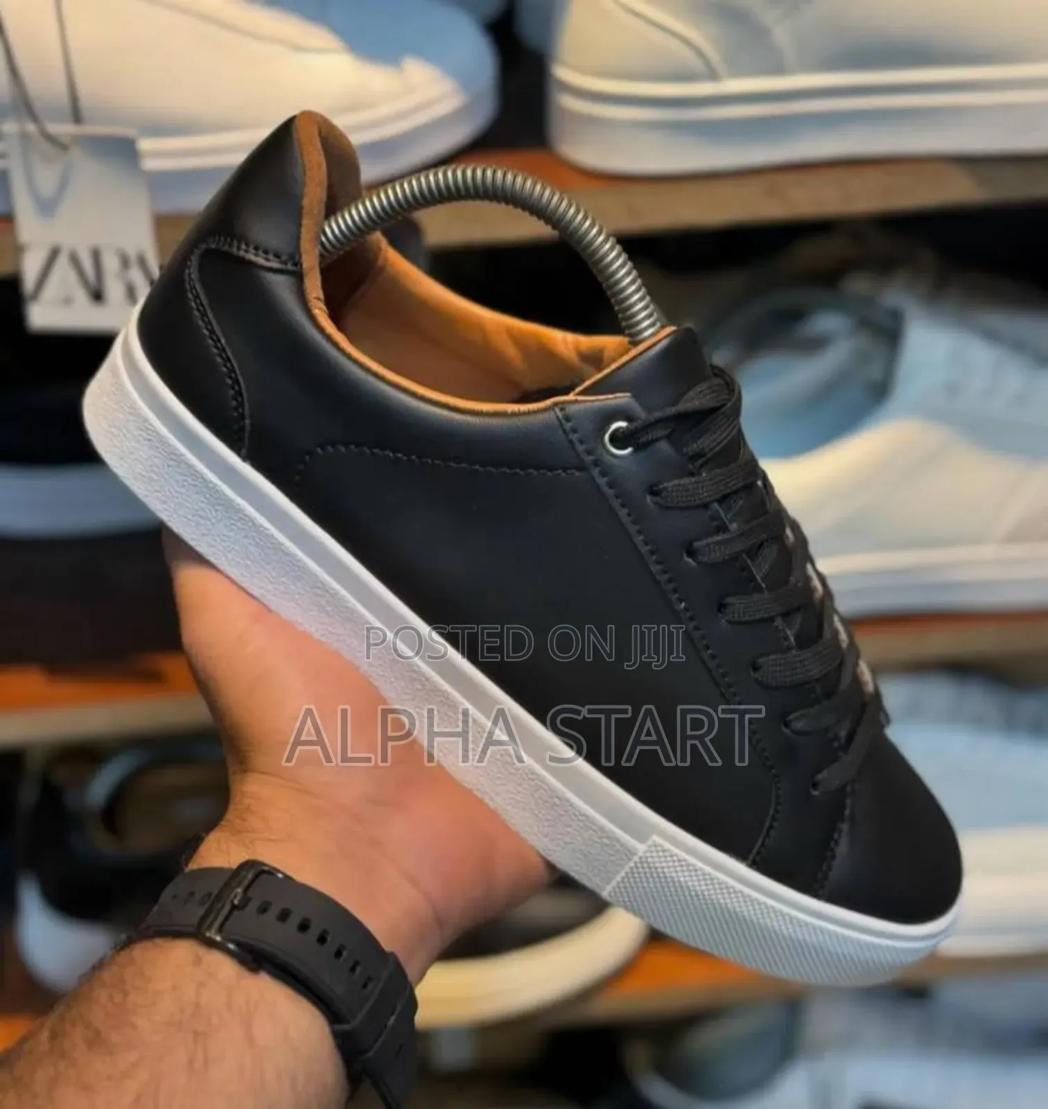  Zara ‘Black/White’ Flat Leather Men’S Shoes