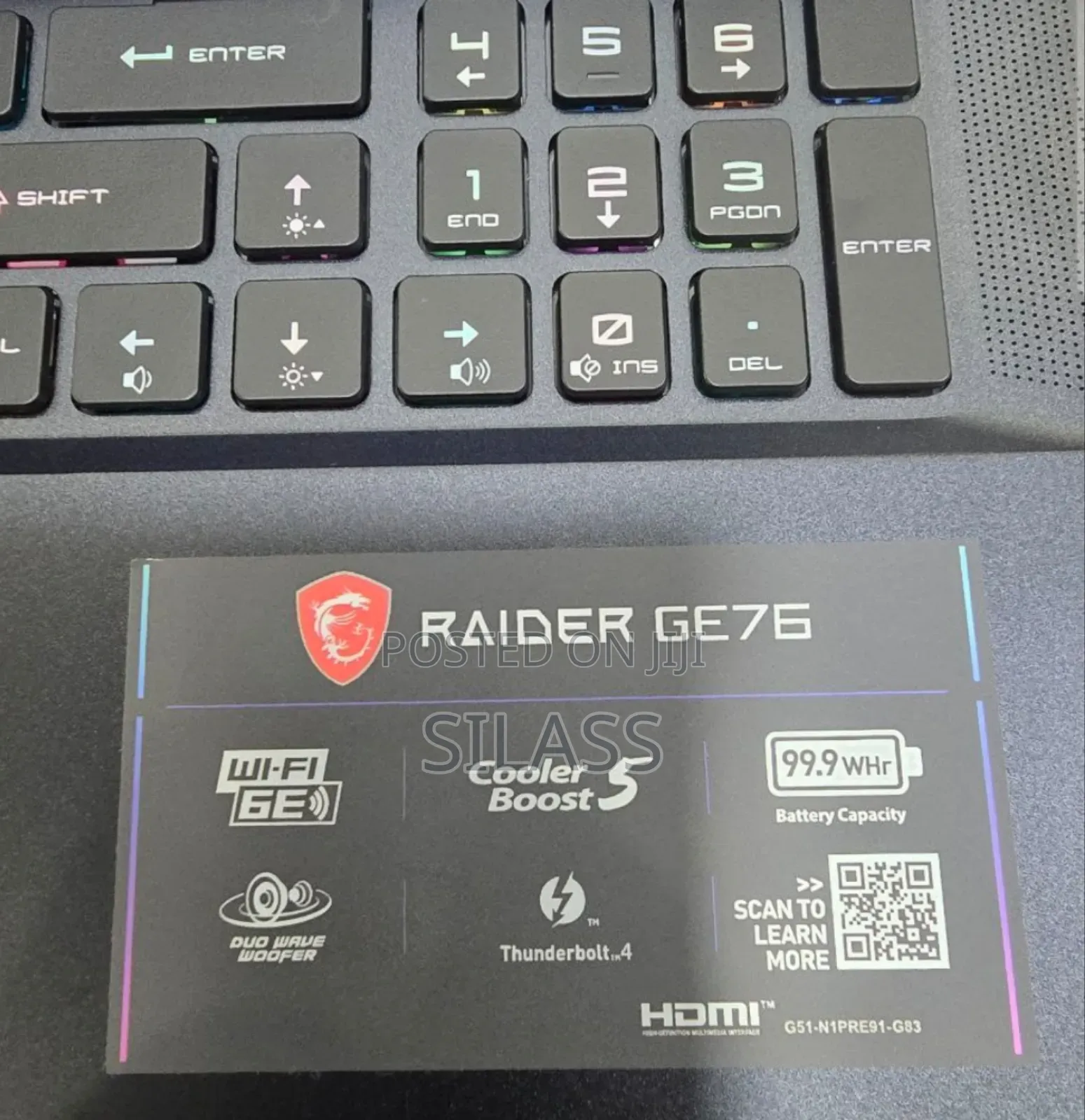 New Laptop MSI Raider GE76 12UGS 16GB Intel Core I9 SSD 1T