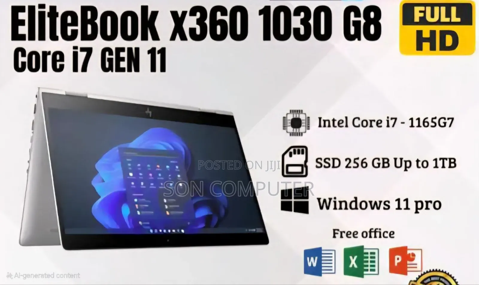 New Laptop HP EliteBook X360 1030 G8 16GB Intel Core I7 SSD 512GB