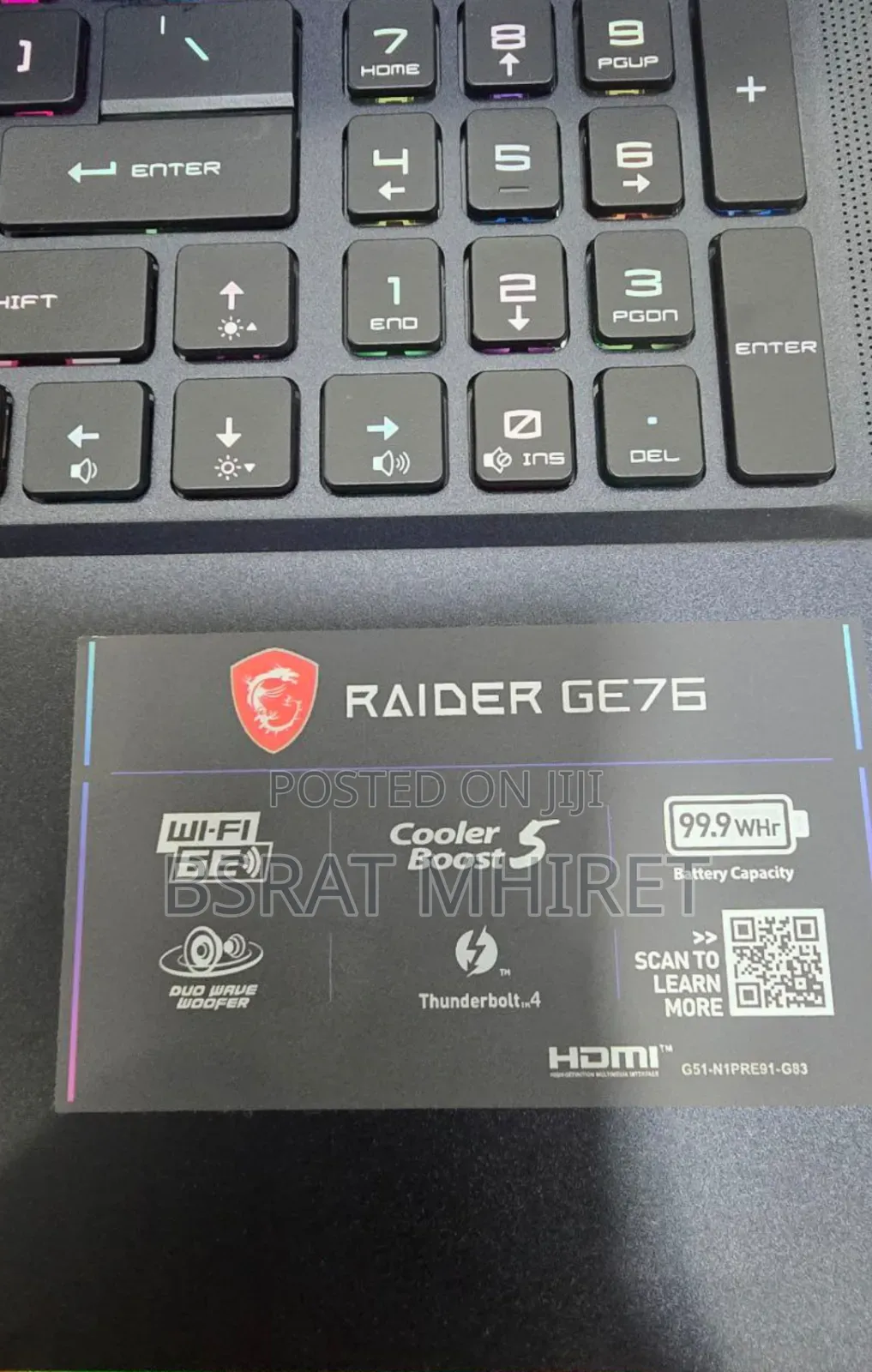 New Laptop MSI GF63 16GB Intel Core I9 SSD 1T