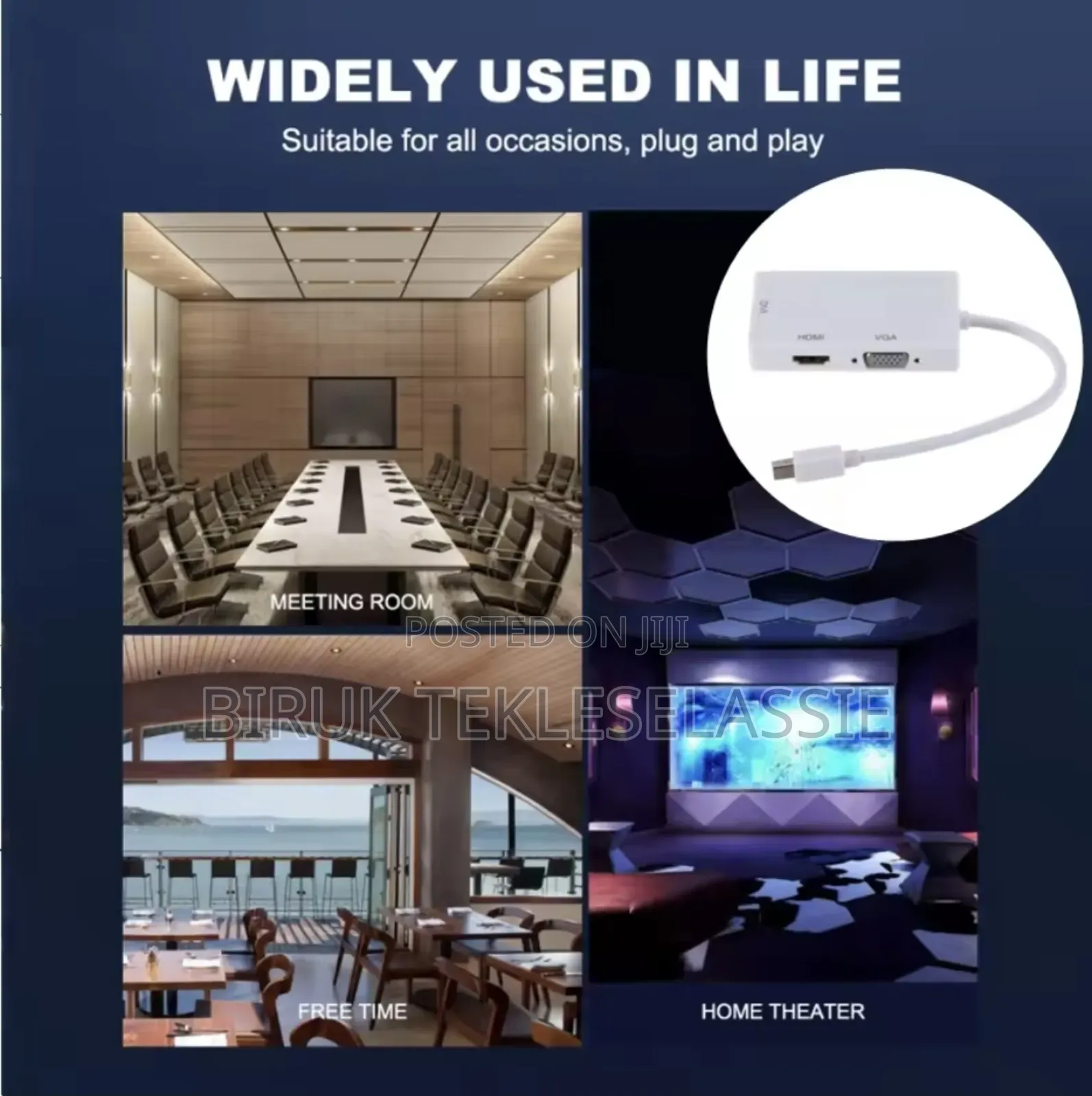 3 in 1 Mini Dp ( Thunderbolt)Male to Dvi ,Hdmi, Vga Adapter