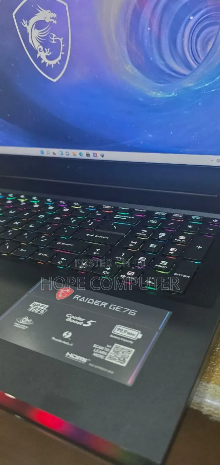 New Laptop MSI Raider GE76 12UGS 16GB Intel Core I9 SSD 1T