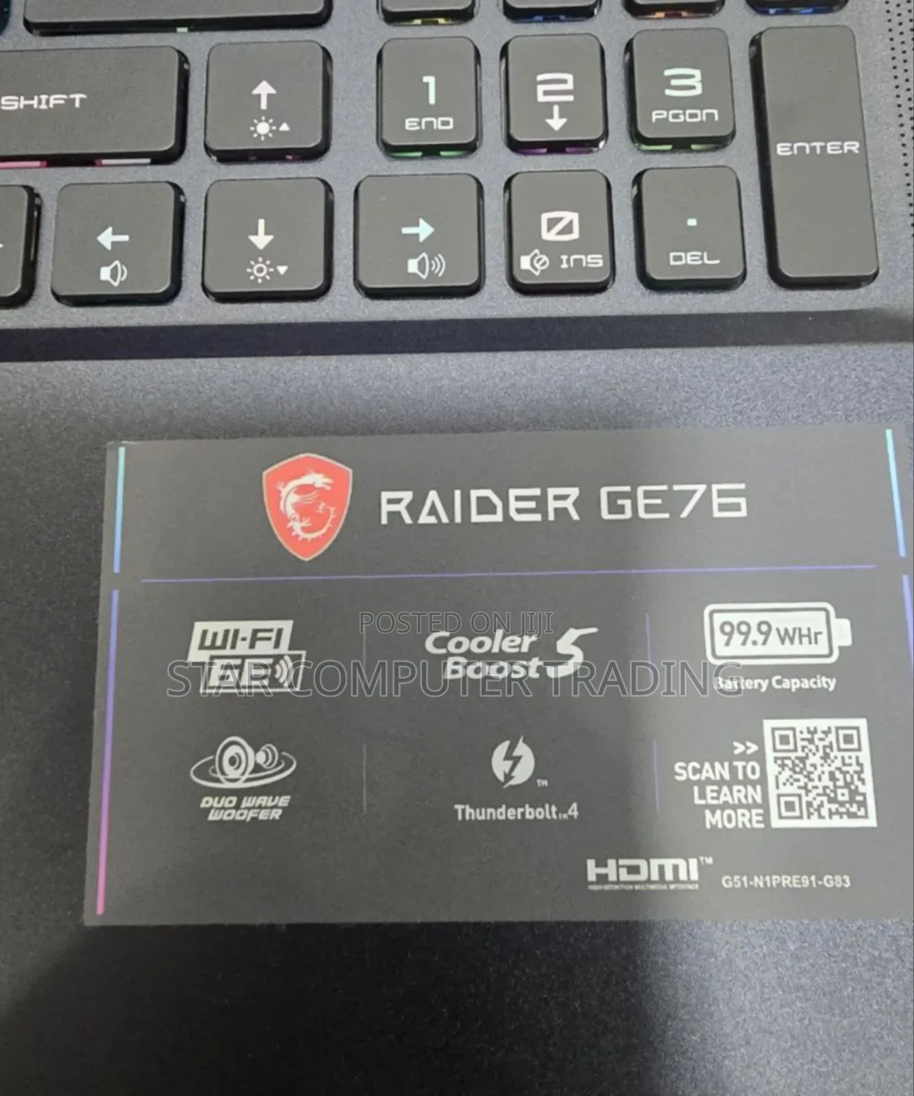 New Laptop MSI Raider GE78 16GB Intel Core I9 SSD 1T