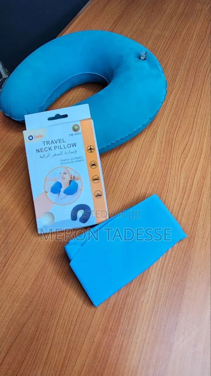 Inflatable Travel Neck Pillow Velvet Texture የጉዞ የአንገት ትራስ