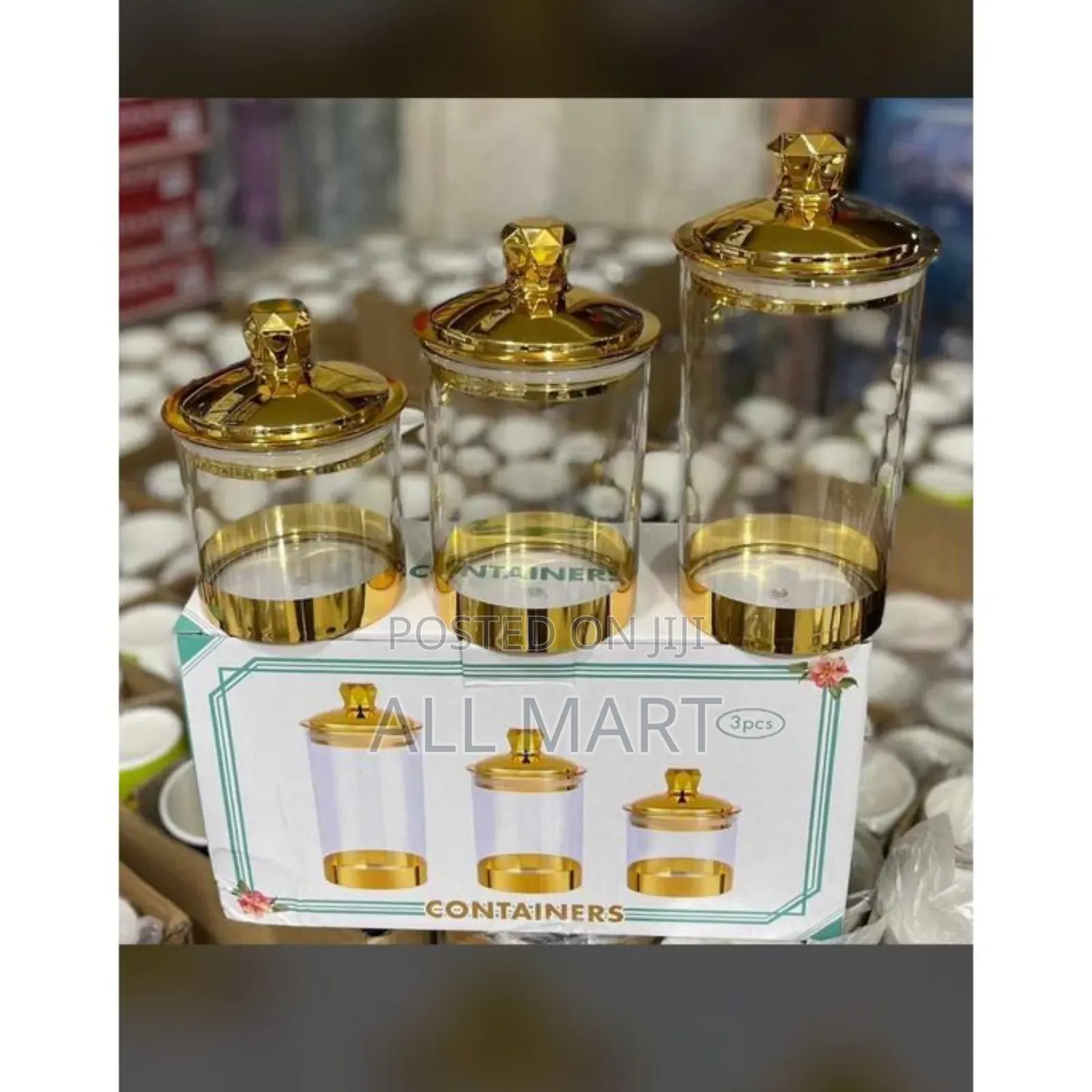 3pcs Set Acrylic Canister የጥራጥሬ ማስቀመጫ