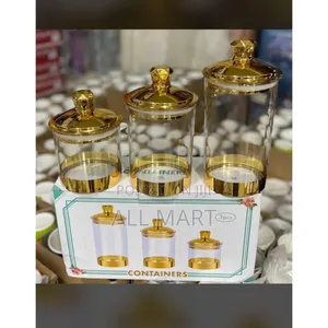 3pcs Set Acrylic Canister የጥራጥሬ ማስቀመጫ