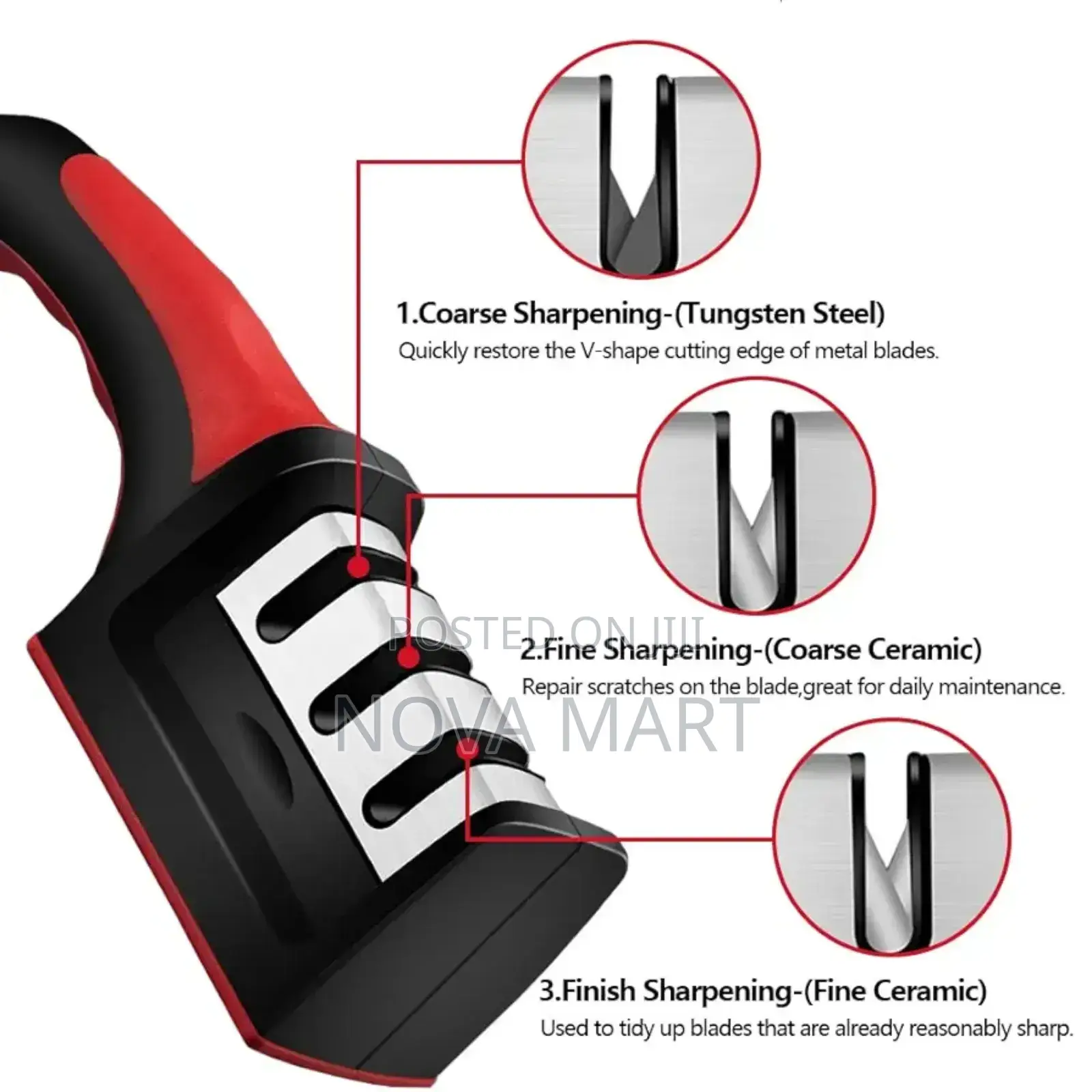 Phabuls Manual 3-in-1 3 Stage Knife Sharpeners