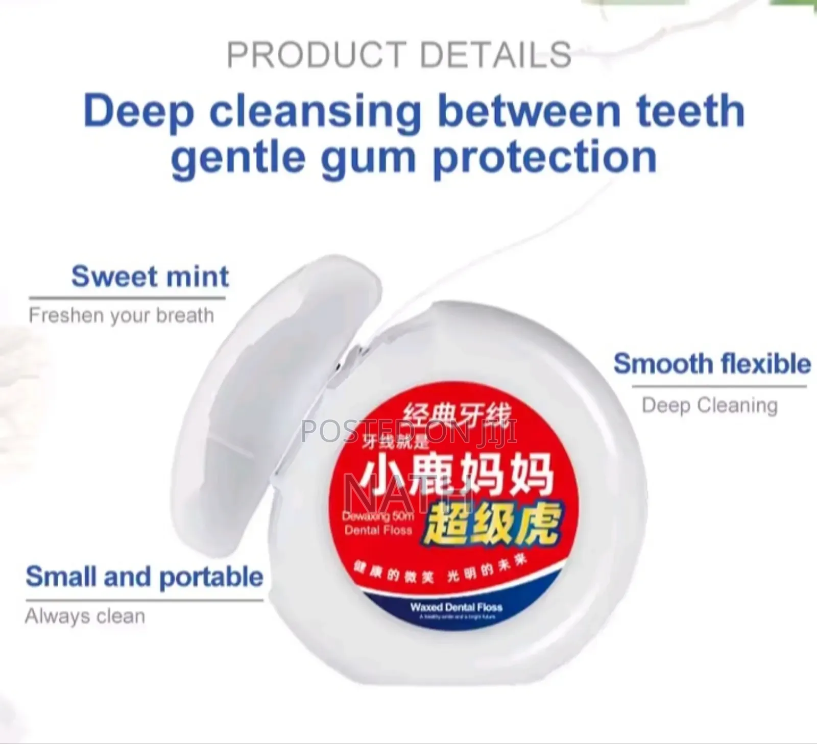 Fawnmum 50m Portable Waxed Dental Floss Roll