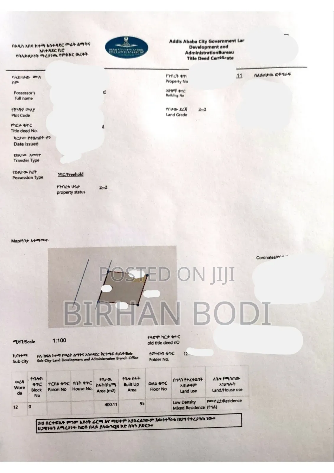 Land for Sale With Digital Carta 400sqm