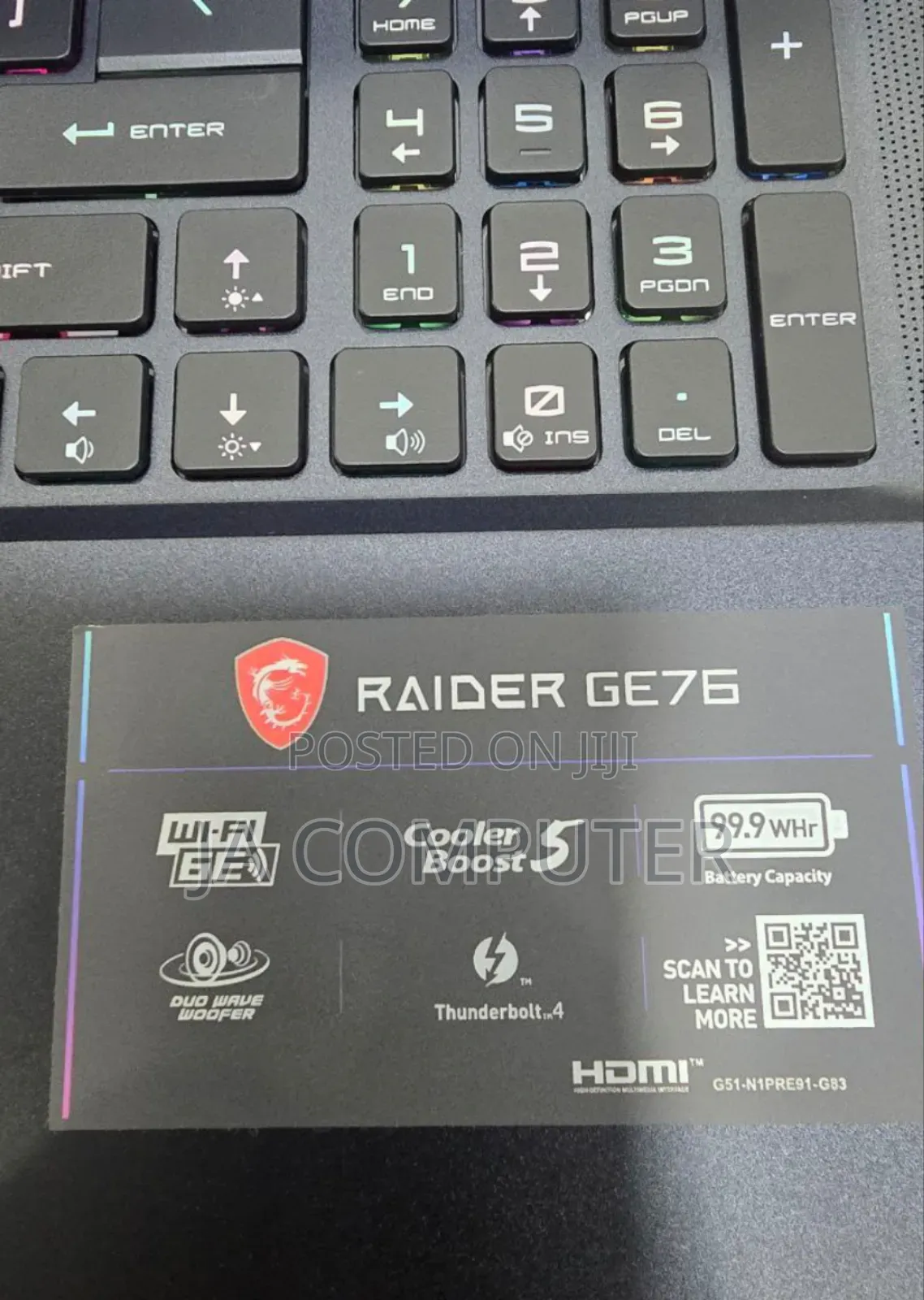 New Laptop MSI Raider GE76 12UGS 16GB Intel Core I9 SSD 1T