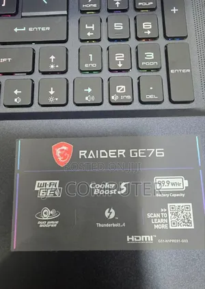 New Laptop MSI Raider GE76 12UGS 16GB Intel Core I9 SSD 1T