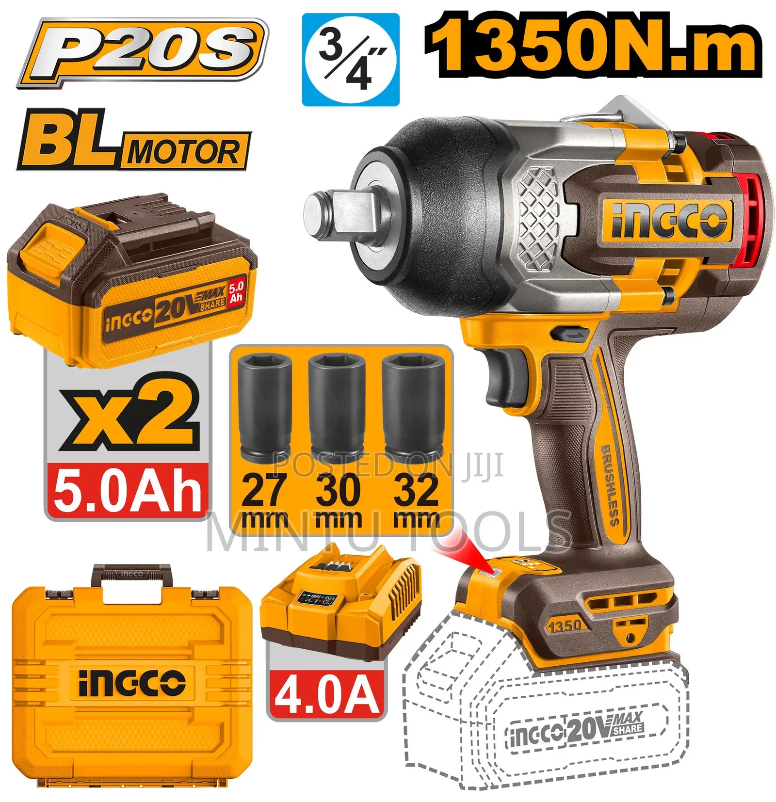 Ingco Cordless Impact Wrench 1350nm