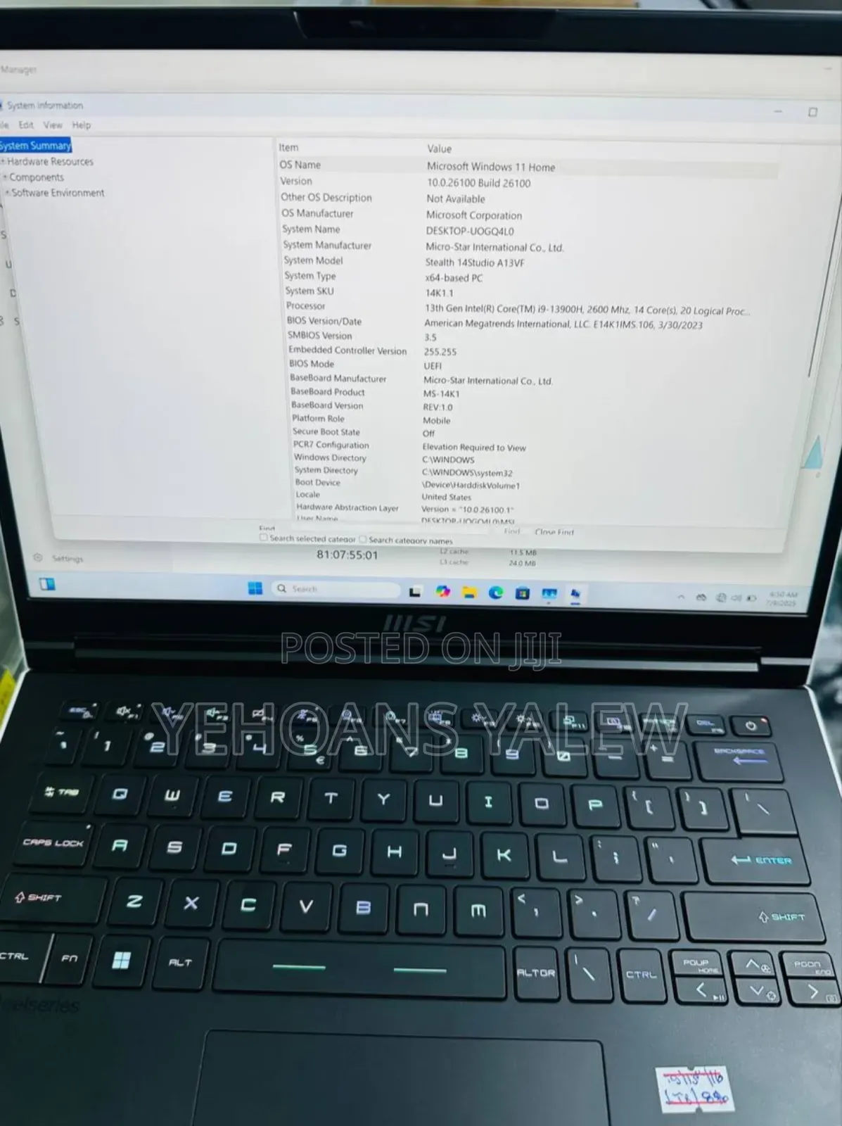 New Laptop MSI 16GB Intel Core I9 SSD 1T