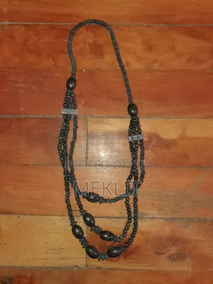 Black Wood Beaded Chunky Necklace