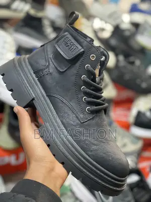 Photo - Black Faux Leather Men’S Ankle Boots