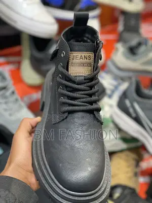 Black Faux Leather Men’S Ankle Boots