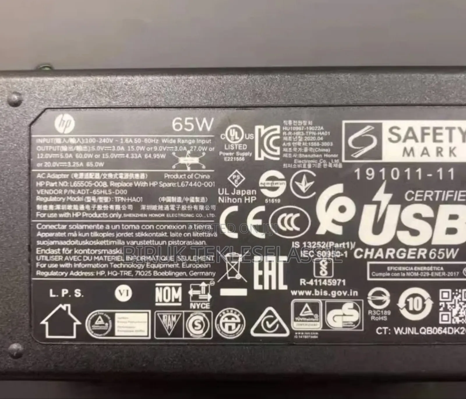 Genuine Original 65w Usb-c Hp Charger For All Type C Laptop