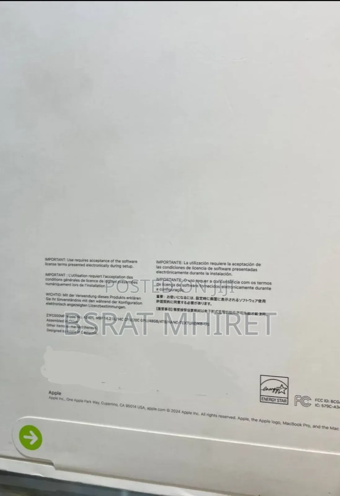 New Laptop Apple MacBook Pro 16GB Apple M4 SSD 1T