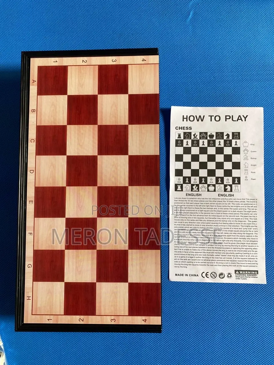 Magnetic Foldable Chessboard Chess ማግኔቲክ ታጣፊ ቼዝቦርድ 33x 33