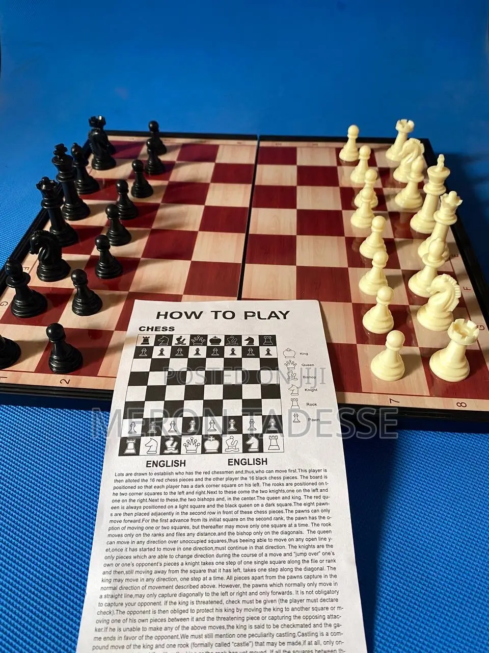 Magnetic Foldable Chessboard Chess ማግኔቲክ ታጣፊ ቼዝቦርድ 33x 33