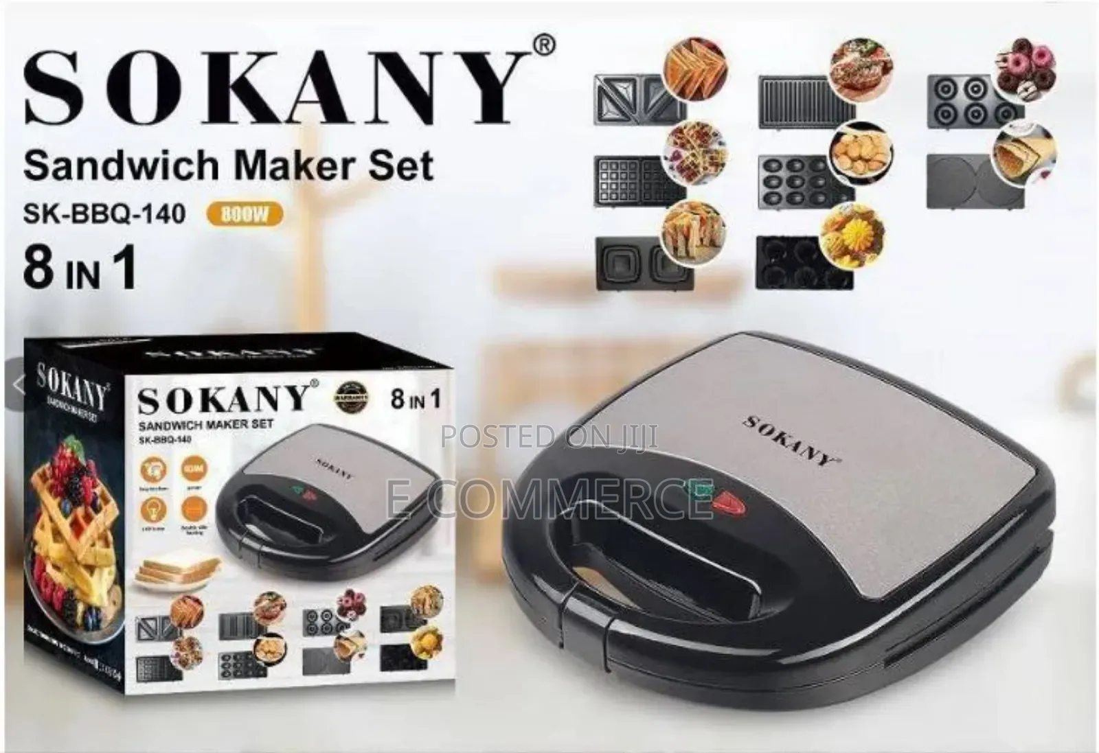 Sokany 8 in 1 Multi Snacks Maker -800 Watts