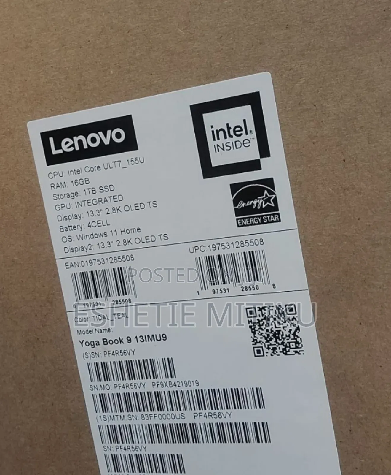 New Laptop Lenovo Yoga Book 9i 16GB Intel Core Ultra 7 SSD 1T