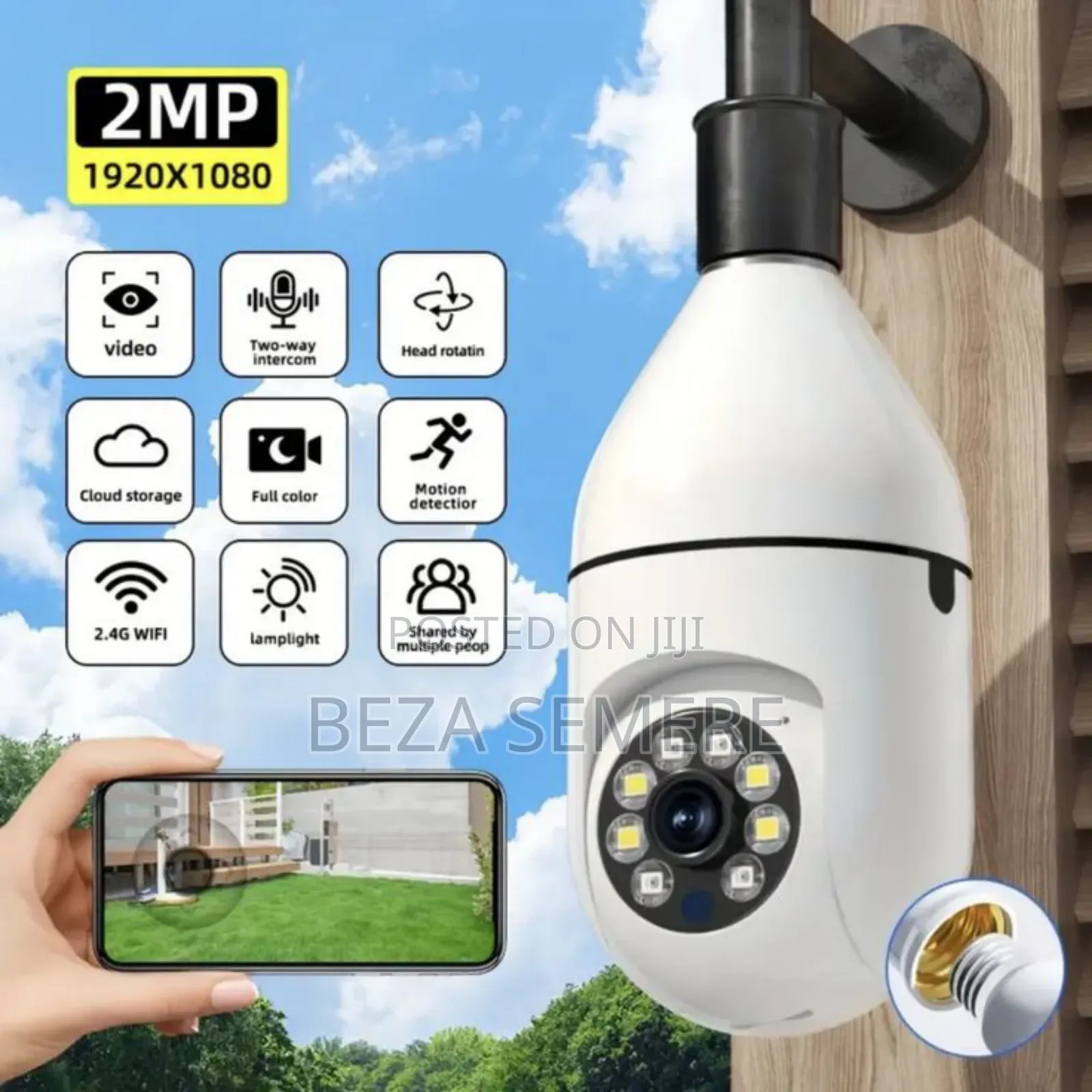 Rotating Bulb Security Camera 360degree Gold