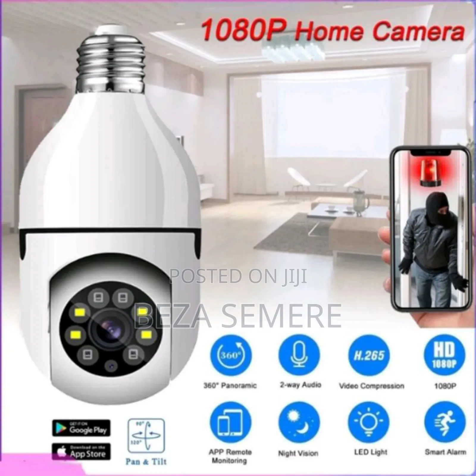 Rotating Bulb Security Camera 360degree Gold