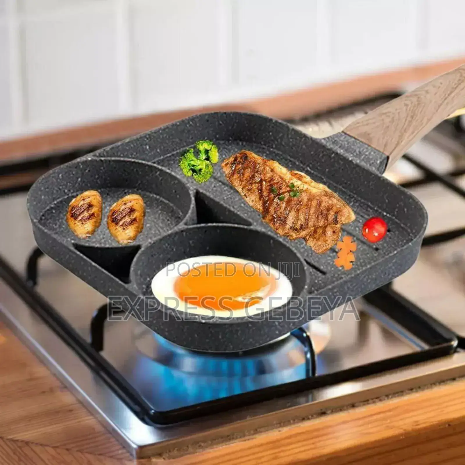 Partitioned Omlett, Egg Maker Pan የበርገር መጥበሻ