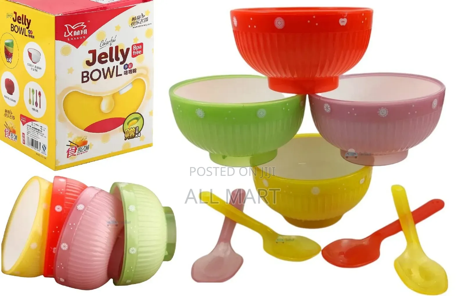 4pcs Jelly Bowl Set With Spoon