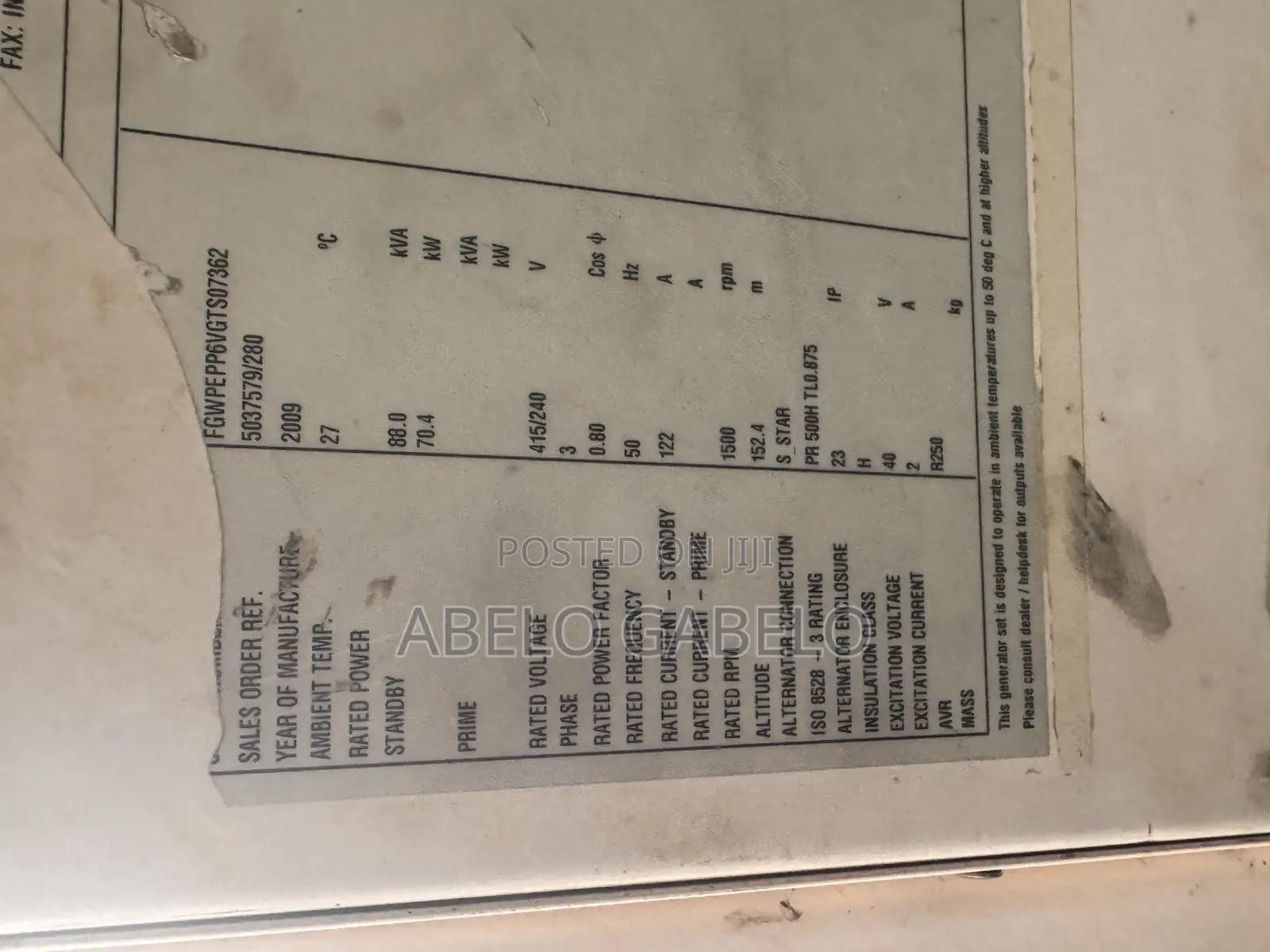 Generator 70kw 3phase