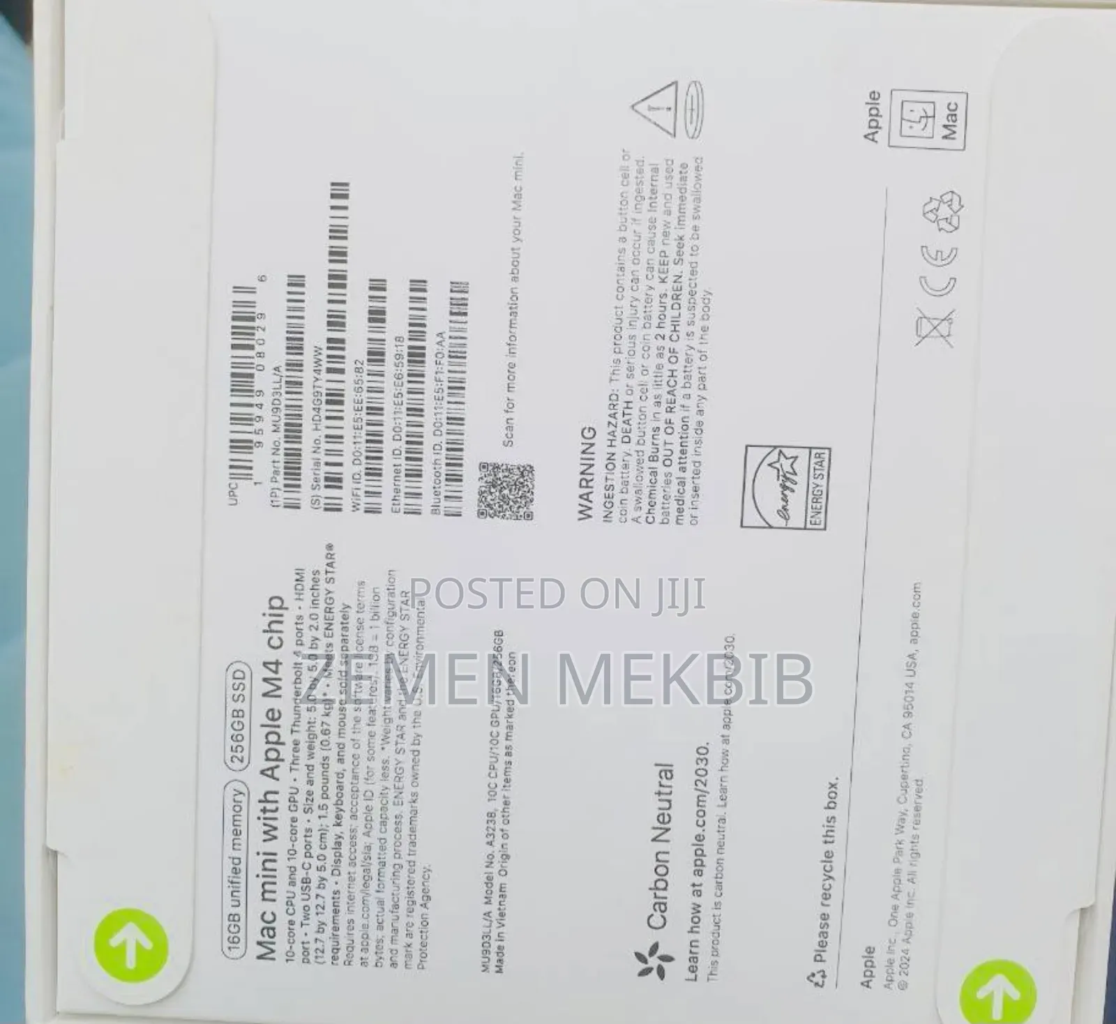 New Apple MacBook Pro 2024 M4 14-Inch 16GB Intel Core I9 SSD 256GB