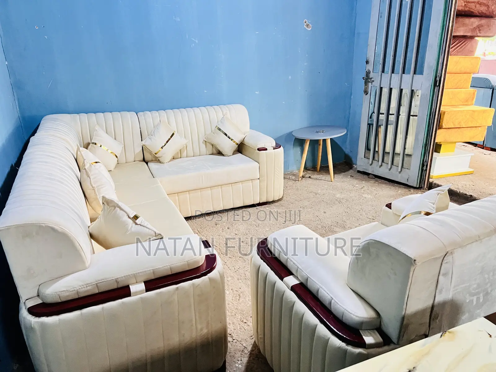 L Shape Sofa Made of Wooden Material and Hd Maleda Sponj